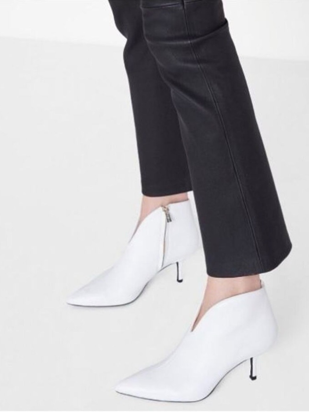 Anine Bing Frankie White Leather Ankle Booties